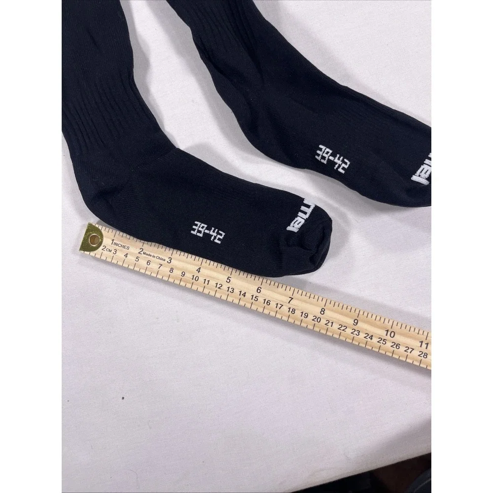 Black Athletic Knee High Socks Size 39-42 Compression Style Sports Training